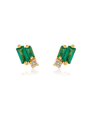 Suzanne Kalan Emerald Baguette Post Earrings