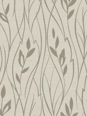 Leaf Silhouette Wallpaper In Grey And Gold By York Wallcoverings