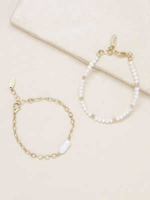 Pretty In Pearls 18k Gold Plated Bracelet Set