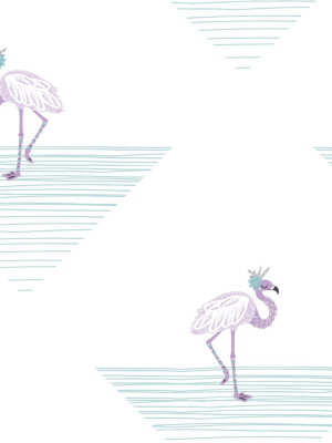 Dancing Flamingos Wallpaper In Teal And Lilac From The Day Dreamers Collection By Seabrook Wallcoverings