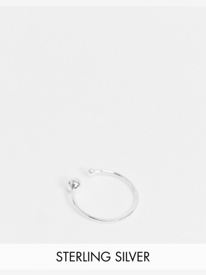 Asos Design Sterling Silver Ring With Ball Detail