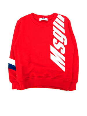 Msgm Kids Logo Print Crewneck Sweatshirt