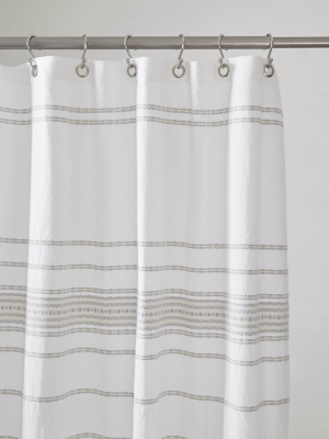 Rippled Stripe Shower Curtain - Alpine White / Gray
