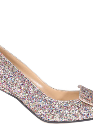 Sergio Rossi Glittered Pointed Toe Pumps