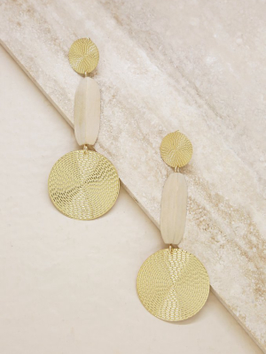 Gold And Cream Drop Earrings