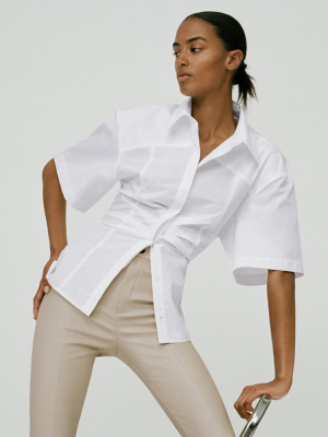 Gathered Poplin Shirt