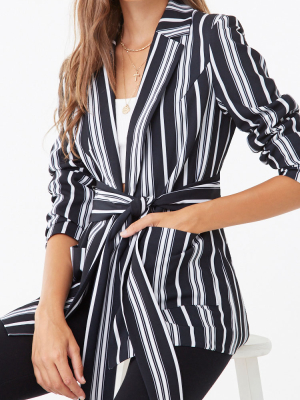 Striped Open-front Blazer