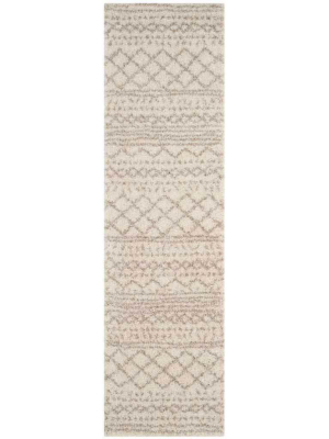 Arizona Shag Tribal Ivory/beige Runner Rug