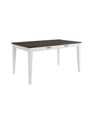 Belgium Farmhouse Counter Height Table With Drawers Antique White/gray - Intercon