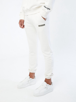 Minimal Embroidered Slim Jogger - Off White
