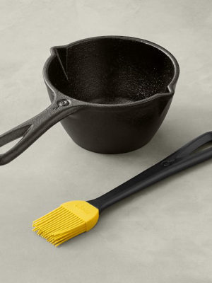 Lodge Cast Iron Melting Pot With Silicone Brush, 15-oz