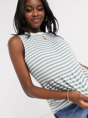 Asos Design Sleeveless Smock Top In Stripe