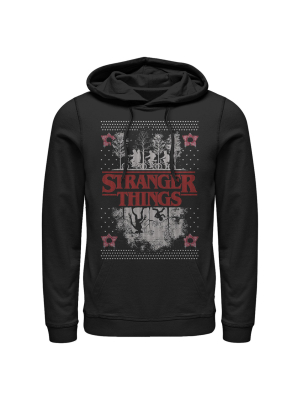 Men's Stranger Things Ugly Christmas Style Pull Over Hoodie