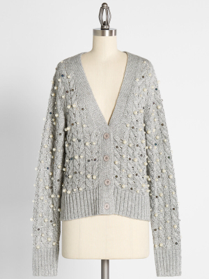 Sprinkling Of Pearls Cable-knit Cardigan