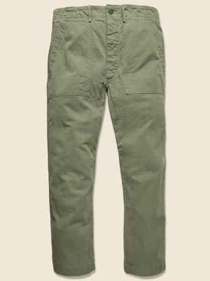 Cotton Herringbone Pant - Brewster Green