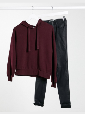 Pull&bear Hoodie In Burgundy