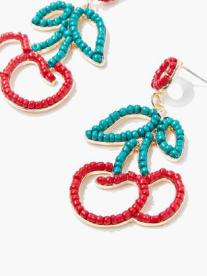 Beaded Cherry Drop Earrings