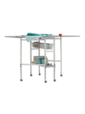 Spree 60" X 36" Adjustable Folding Multipurpose Craft Table With Metal Drawers