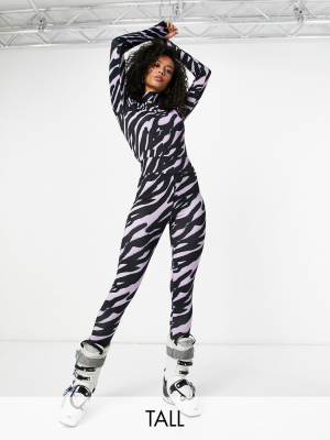 Asos 4505 Tall Base Layer Legging In Pink Animal With Fleece Back