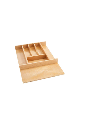 Rev-a-shelf 4wct-1sh Short Trim-to-fit Wooden Cutlery 7 Compartment Tray Insert Utensil Organizer For Kitchen Cabinet Drawers, Natural Maple