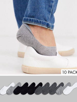 Asos Design 10 Pack No Show Sock In Monochrome Save