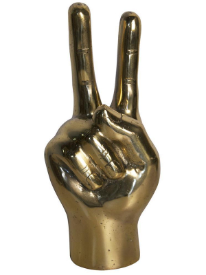 Noir Peace Sign Brass Sculpture