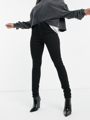 Noisy May Premium Callie High Waist Skinny Jeans In Black