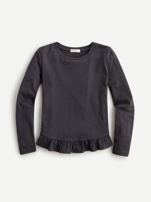 Girls' Ruffle-hem Long-sleeve T-shirt