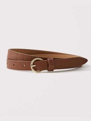 Skinny Crocodile Leather Belt