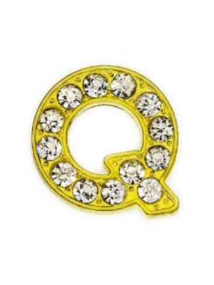 Pave Letter Q - Gold Charm