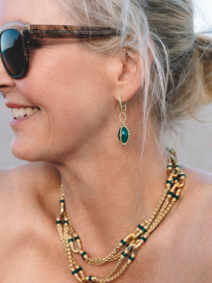 Ocean Reef Drop Earrings With Green Chalcedony In 18k Gold Vermeil