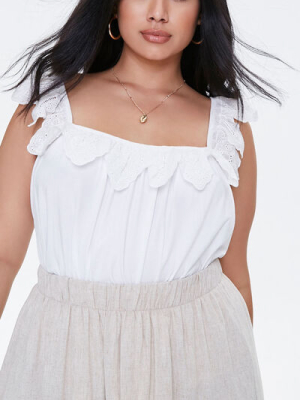 Plus Size Eyelet Lace-trim Top