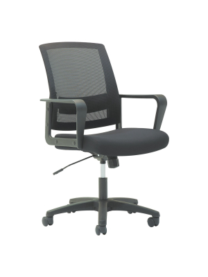 Oif Mesh Mid-back Chair, Fixed Loop Arms, Black