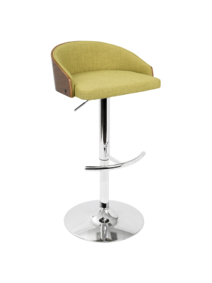 Shiraz Mid - Century Modern Adjustable Barstool - Walnut And Green - Lumisource