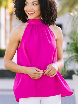 Stay Sweet Fuchsia Pink Halter Tank