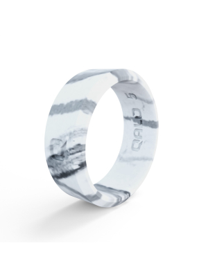 Qalo Standard Women's White Marble Modern Silicone Ring