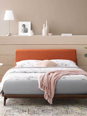 Larry Fabric Platform Bed Walnut/orange