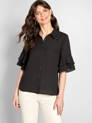 Ruffle And Ready Button-up Top