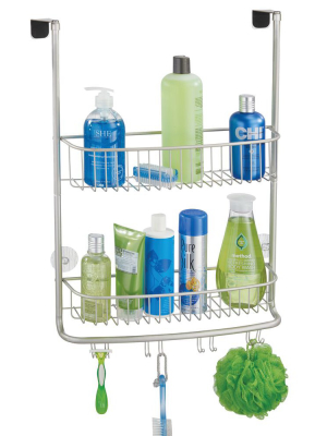 Mdesign Metal Bathroom Over Door Hanging Shower Caddy, X-wide