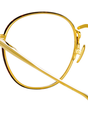 Jules Oval Optical Frame In Yellow Gold And Tortoiseshell