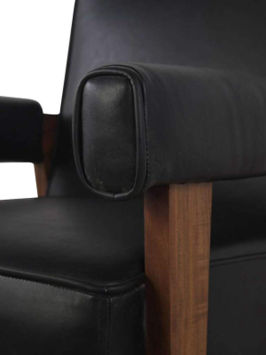 Jeanneret Advocate Accent Chair In Black Leather