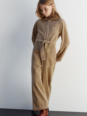 Belted Corduroy Jumpsuit