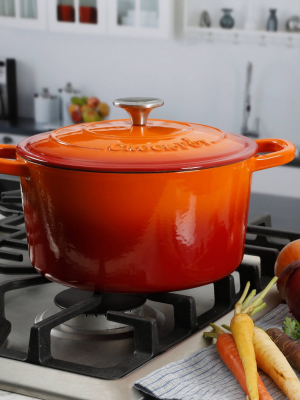 Crock Pot Artisan 5qt Enamel Cast Iron Dutch Oven Sunset Orange