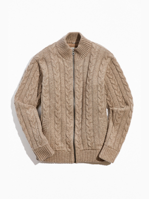 Schott Wool Blend Cable Knit Zip Sweater