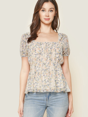 Princeton Floral Print Peplum Top