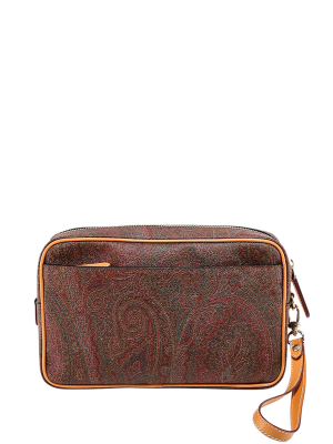 Etro Paisley Printed Zip Clutch Bag