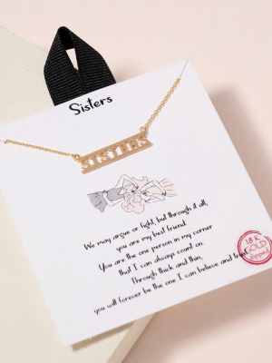 Sisters Bar Pendant Necklace