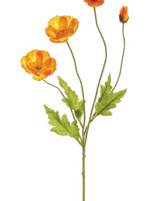Fake Poppy Flower In Orange - 23"