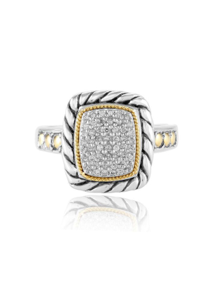 Effy 925 Sterling Silver & 18k Yellow Gold Accented Diamond Ring, 0.20 Tcw