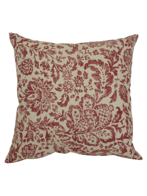 Red/tan Floral Damask Throw Pillow - Pillow Perfect